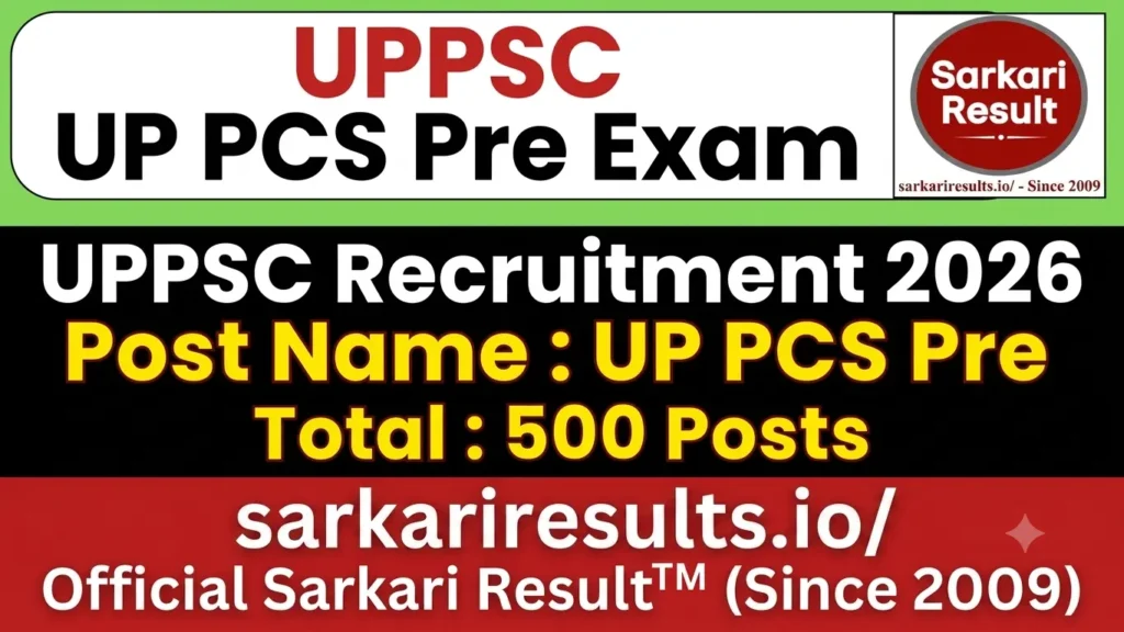 UPPSC PCS Pre Recruitment 2026 –
